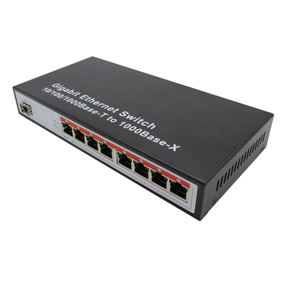 10/100/1000M conversor portuário de 8 meios do interruptor dos ethernet da fibra ótica do porto de Rj45+1 SFP