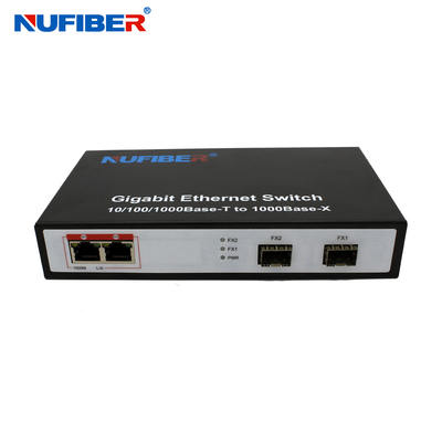 10/100/1000M conversor portuário de 2 meios do interruptor dos ethernet da fibra ótica do porto de Rj45+2 SFP