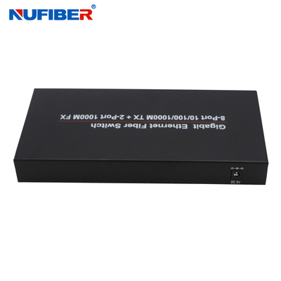 10/100/1000M conversor portuário de 8 meios do interruptor dos ethernet da fibra ótica do porto de Rj45+2 SFP
