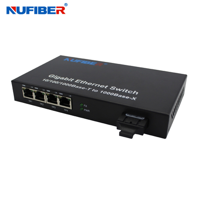 1000M porto portuário da fibra 4 Rj45+1 com interruptor ótico duplo dos ethernet da fibra do SC 1310nm da fibra da manutenção programada