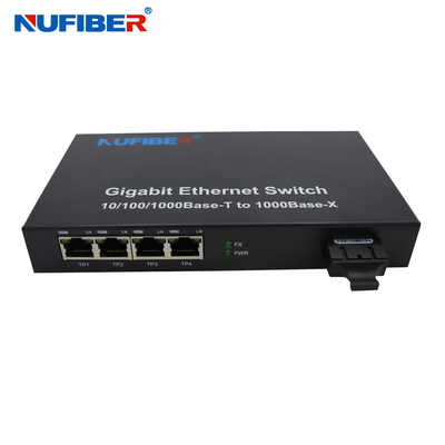 1000M porto portuário da fibra 4 Rj45+1 com interruptor ótico duplo dos ethernet da fibra do SC 1310nm da fibra da manutenção programada
