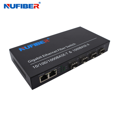 4 interruptor de Gigabit Ethernet do porto de 1000M To 2 SFP com caixa do ferro