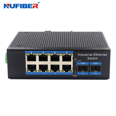 Switch de rede industrial POE de 8 portas 2SFP 10/100/1000Mbps Full Gigabit Ethernet