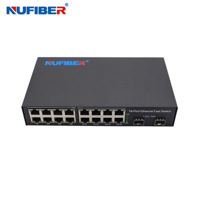 Os ethernet de SFP do gigabit comutam o interruptor DC12V de 16 RJ45 ethernet da fibra do entalhe de SFP dos portos 2