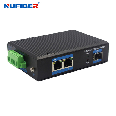 Industrial SFP Ethernet Switch Gigabit 3 portas 1.25G SFP para 2 RJ45 Port SFP Media Converter DC24V