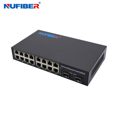 OEM Gigabit SFP Ethernet Switch 2*1000M SFP para 16*10/100/1000Mbps RJ45 Port DC12V fonte de alimentação