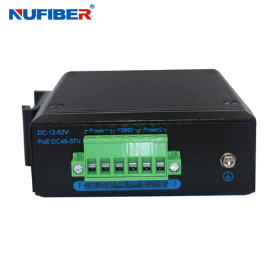 trilho IP40 do ruído do conversor dos meios de 1000M Industrial 1xRj45+1xSFP para a rede exterior -40-85degrees