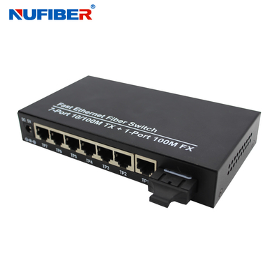 10/100M interruptor de fibra ótica duplo de 7 ethernet da manutenção programada 1310nm 20km da fibra do porto portuário da fibra rj45+1