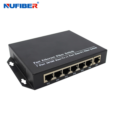 10/100M interruptor de fibra ótica duplo de 7 ethernet da manutenção programada 1310nm 20km da fibra do porto portuário da fibra rj45+1