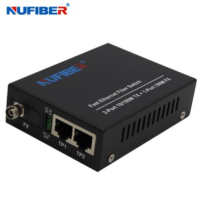 100M 2*10/100Base-Tx interruptor dos ethernet da fibra da fibra FC 20km da manutenção programada 1*100Base-Fx ao único