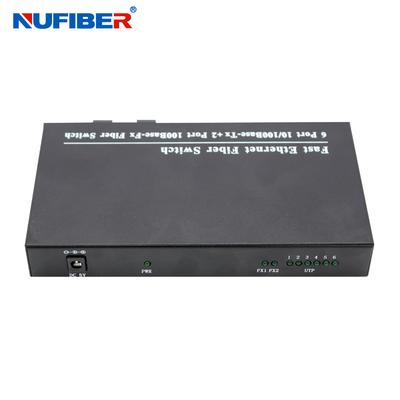 10/100M interruptor de fibra ótica duplo de 6 ethernet da manutenção programada 1310nm 20km da fibra do porto portuário da fibra rj45+2