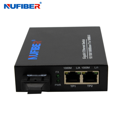 10/100/1000M conversor duplo de 2 meios do interruptor dos ethernet da fibra ótica do SC da manutenção programada 1310nm 20km da fibra do porto portuário da fibra Rj45+1