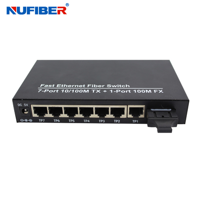 7 ethernet da fibra do porto RJ45 comutam a distância do único modo 20KM