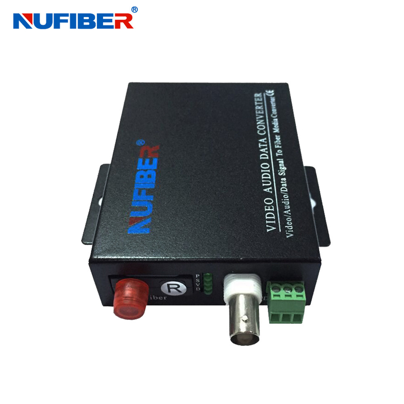 Conversor do vídeo da fibra da caixa do ferro, transmissor video ótico e receptor do co-axial audio video do telefone de dados 1BNC